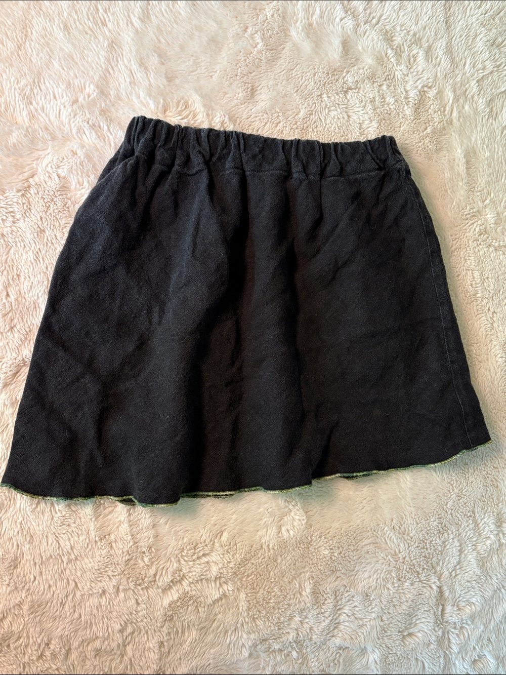 Intertwined Designs North Cascades Black A-Line Elastic Waist Skirt 100% Hemp